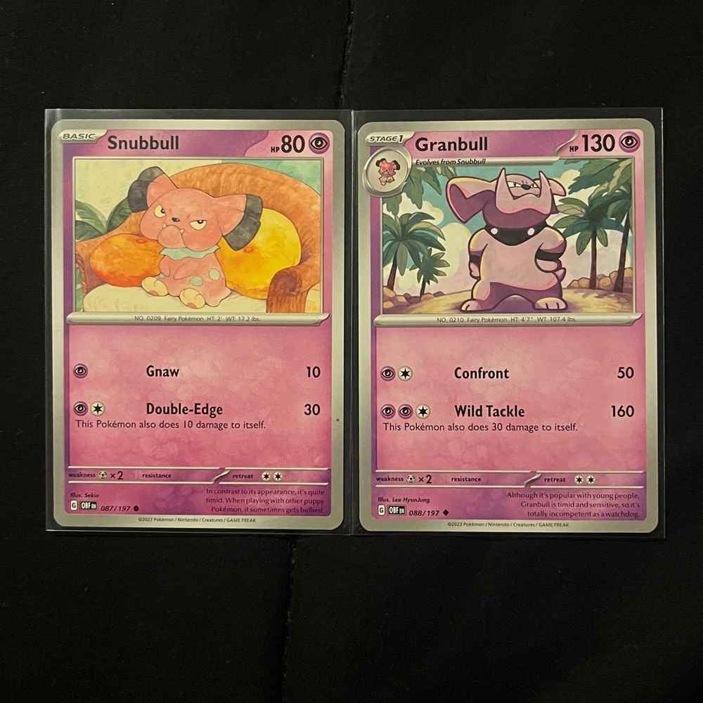 POKEMON CARDS - SNUBBULL #87/197 & GRANBULL #88/197 - BOTH IN MINT CONDITION!